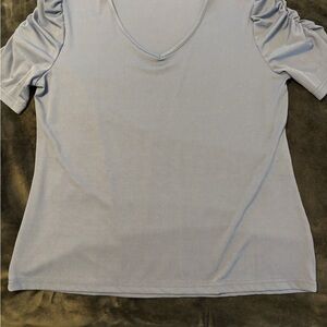 Light Blue V-Neck Women's Top